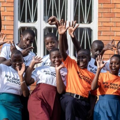 Uganda cheering children